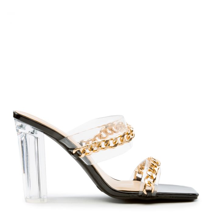 Monara-03 Clear High Heels Black Pat