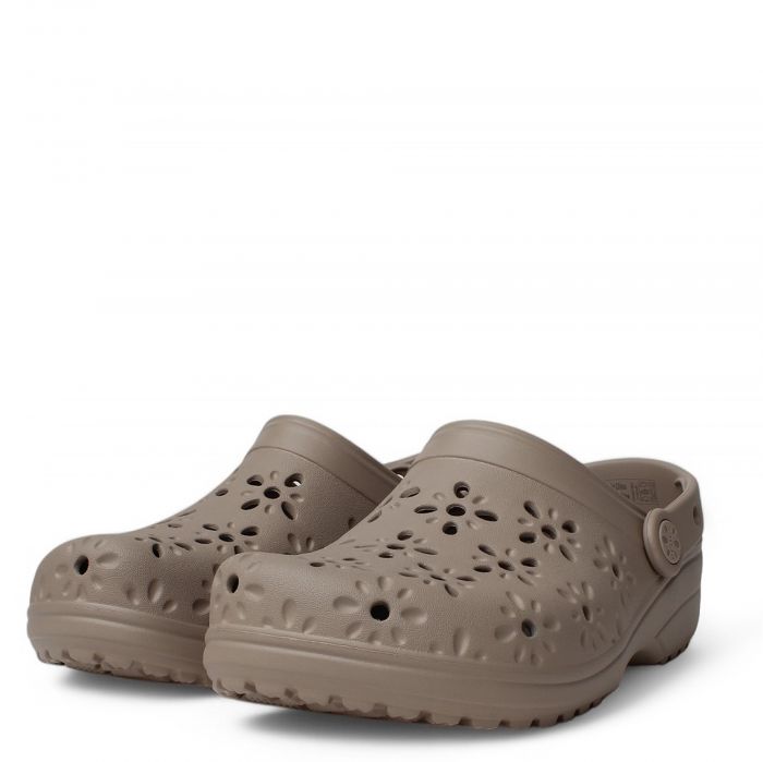 Classic Floral Cut-Out Clog Taupe