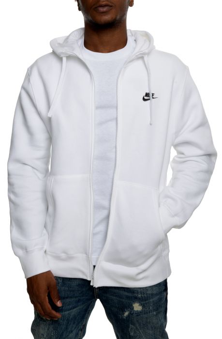 Sportswear Club Fleece Zip-Up Hoodie White/Black
