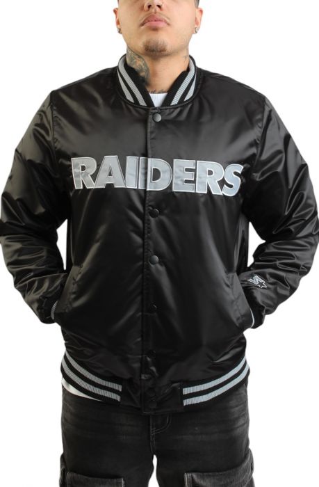 NFL Raiders Satin Bomber Jacket  Black/Silver