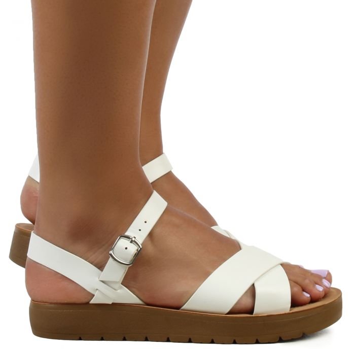 FD Chester Flat Sandal  White