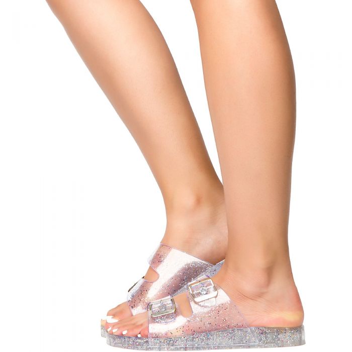 clear jelly slides women's