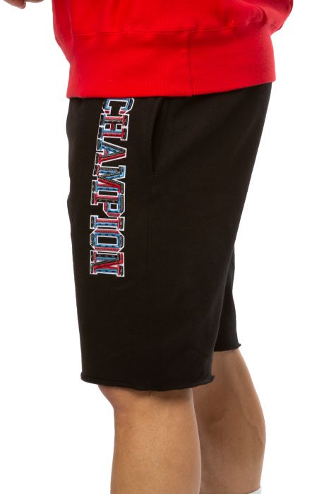 Reverse Weave Cut Off Shorts Black