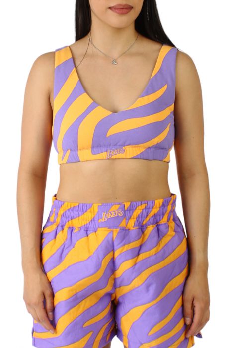 M&N x Melody Ehsani Los Angeles Lakers Puffer Bralette Purple/Yellow