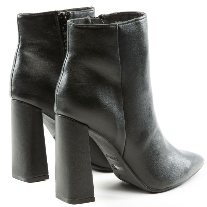 Harper-01 Pointed Toe Bootie Black Crinckle Pu