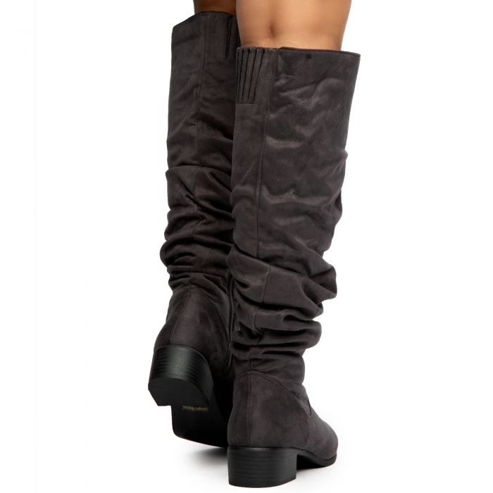 Trixie-03 Below The Knee Boots Grey Suede