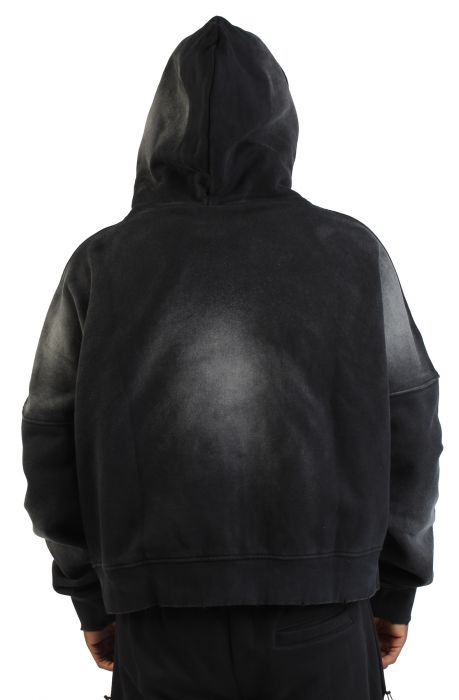 Coupe Distressed Zip Hoodie Acid Black