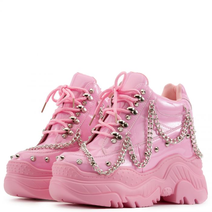 Space Candy Platform Sneakers with Studs Pink