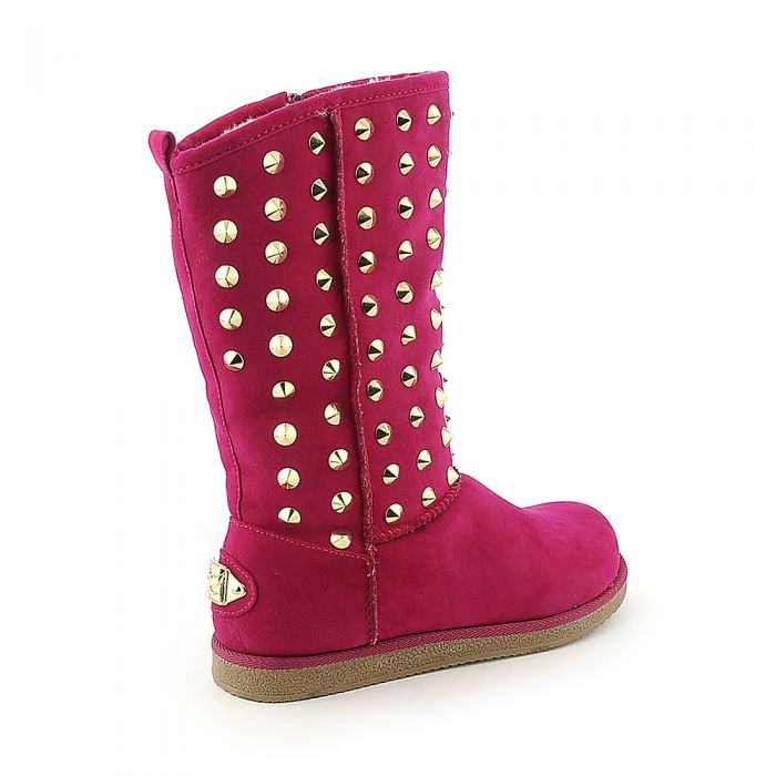 Women's Flat Studded Boot Urban Studs Fuschia