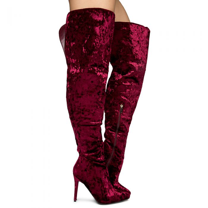 Dedicate-45s Over the Knee Boots Burgundy