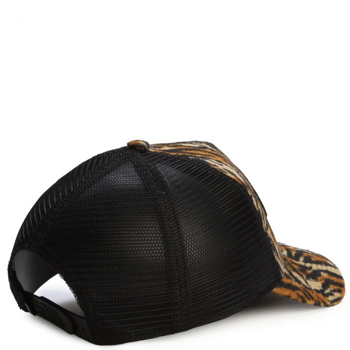 Tiger Stripe Velvet Trucker  Brown