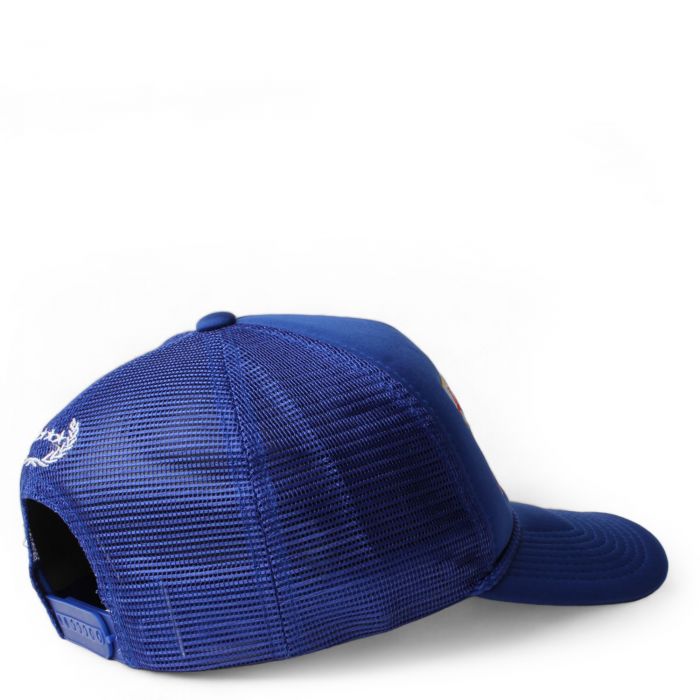 Ask Me Trucker Hat   Royal Blue