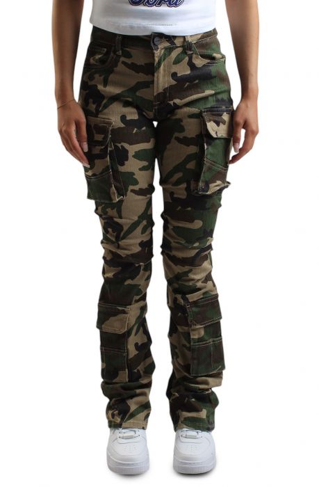Camo Mid Rise Stacked Jeans Camo Green