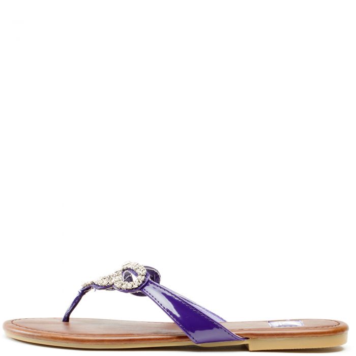 Alaina-05 Bedazzled Flat Sandal Purple