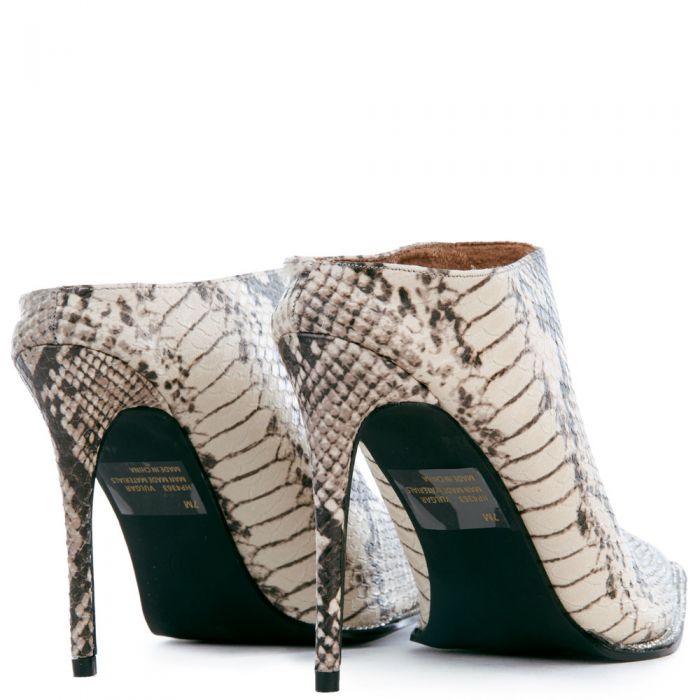 POINTY TOE HEELS  SNAKE/GREY