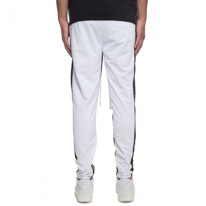 all white track pants