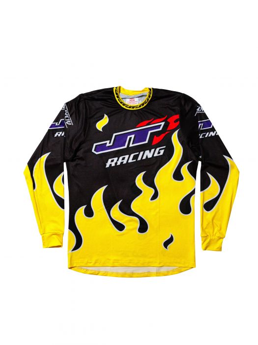 90s Yellow Flame Jersey (Yellow, Purple, Black) Black and Yellow