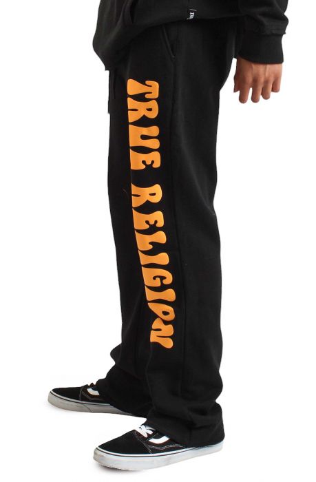 Puff Print Stacked Sweat pant  Black