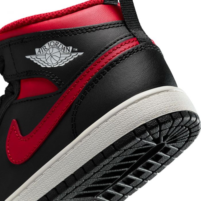 Pre-School Jordan 1 Mid Black/Varsity Red-Summit White