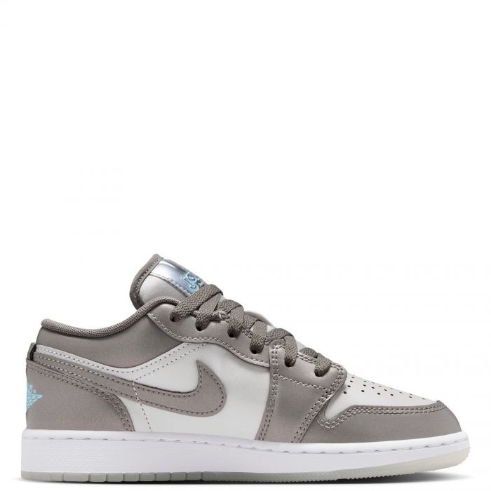 Grade-School Air Jordan 1 Low SE Flat Pewter/Blue Chill-Photon Dust-White