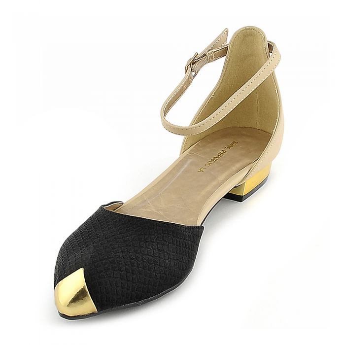 Women's Douglas Low-Heel Dress Shoe Black/Beige/Gold