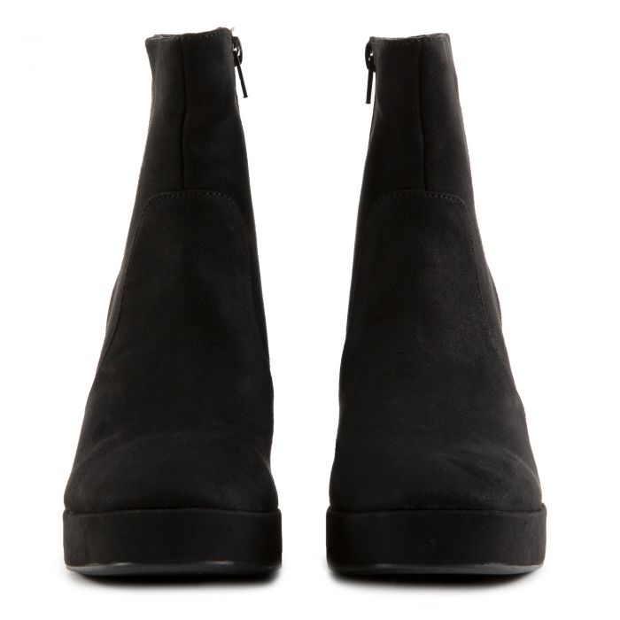 Underlined-01 Platform Heel Booties Black Suede
