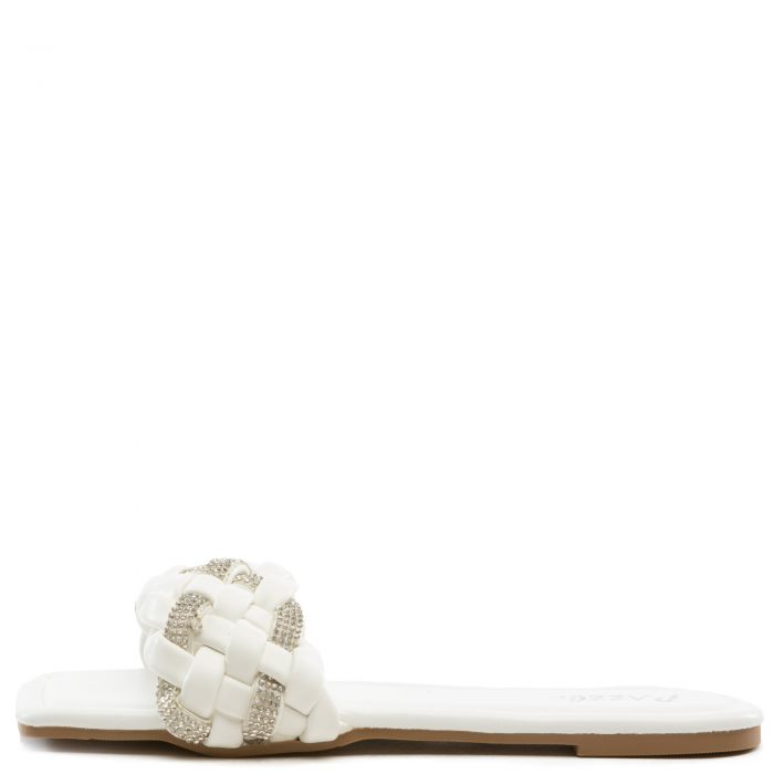 Frenzy-03 Squared Toe Sandals White