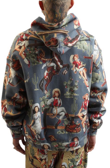 Jesse All Over Pattern Hoodie  Blue