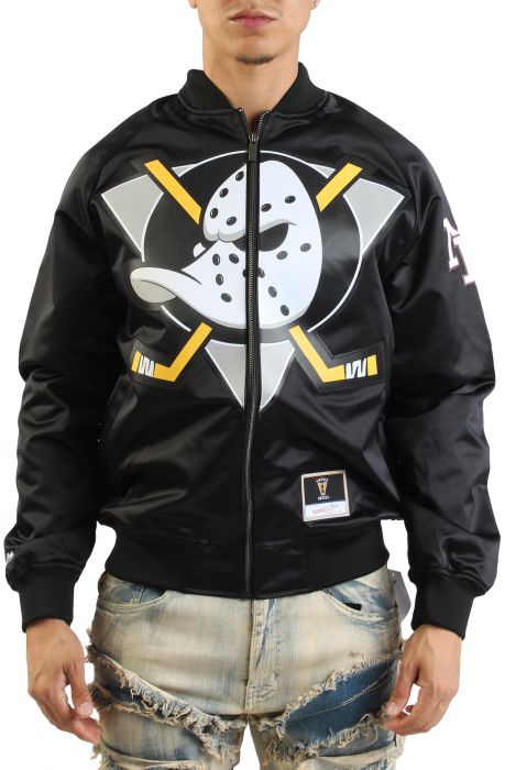 NHL Maxxed Out Satin Jacket Ducks 1992 Teemu Selanne Black