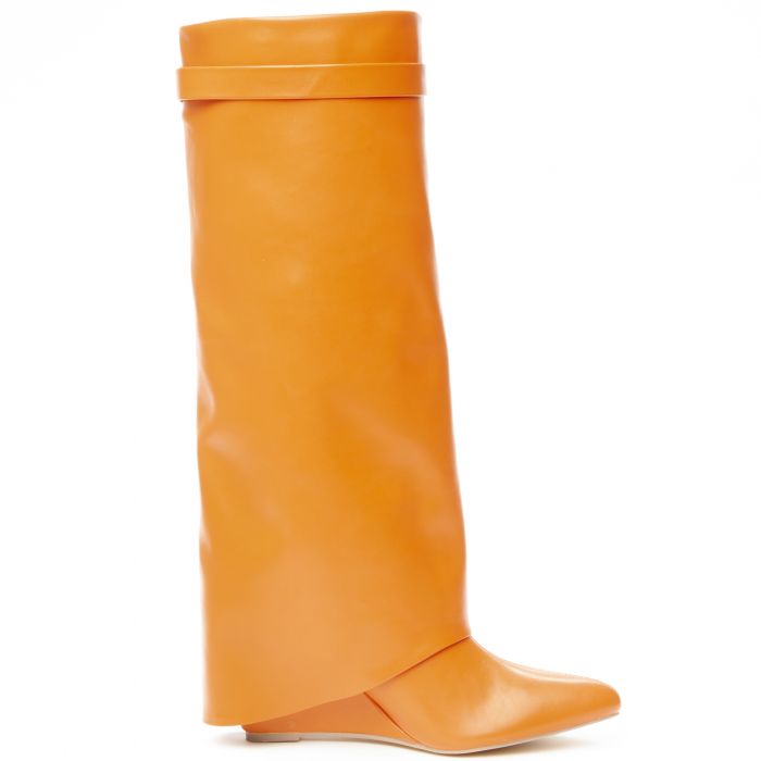Mutto-1 Drape Knee High Boot Orange
