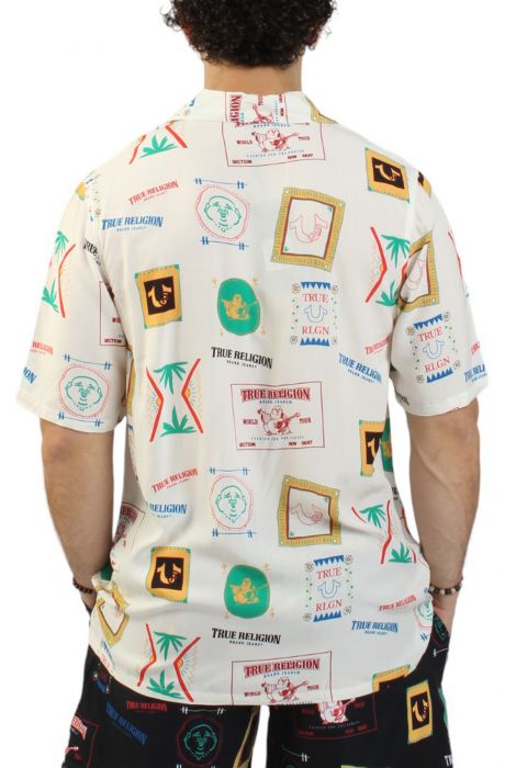 Resort Print Camp Collar Shirt  White