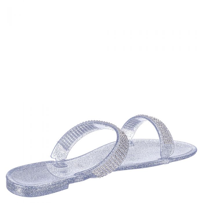 Dalia-03 Flat Jeweled Sandal Clear Glitter