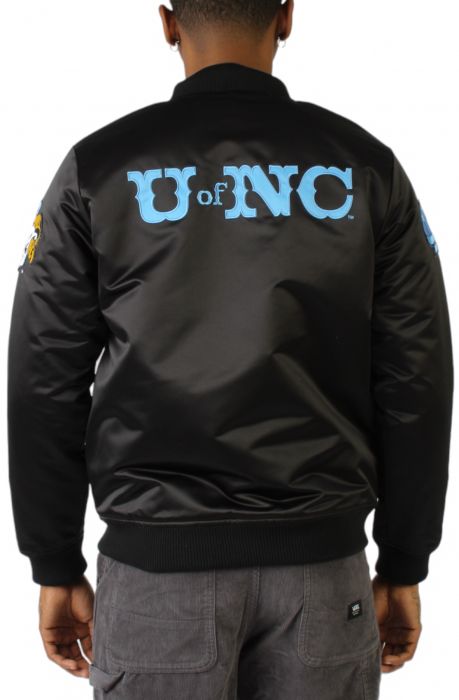 University of North Carolina Satin Bomber Jacket  Black