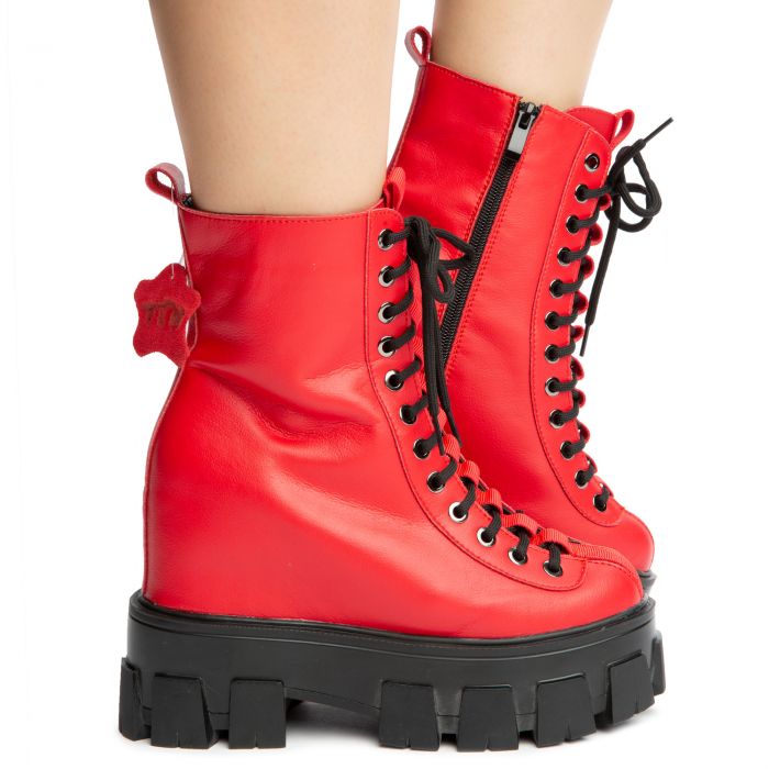 Sour Diesel-Red Heel Combat Boots Red
