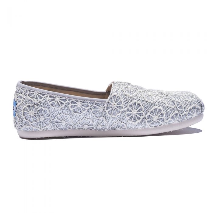 Toms for Women: Classic Silver Crochet Glitter Flat Silver