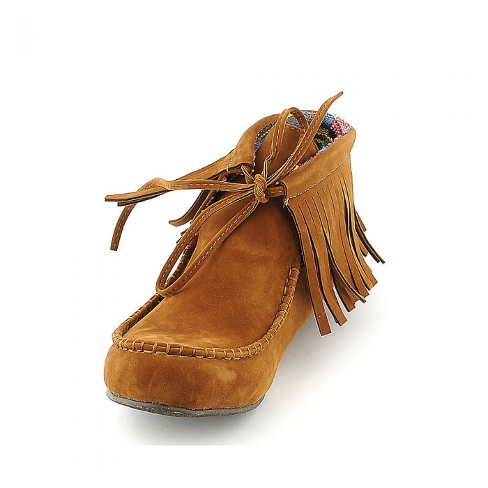 Women's Cognac Fringe Ankle Boot Avid-2 Cognac