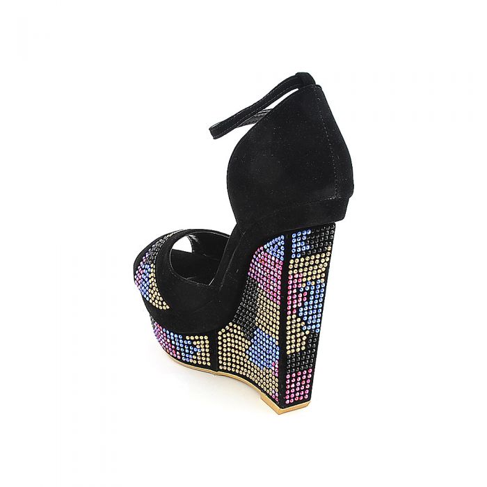 Platform Wedge Dress Shoe 093 Black/Multi Color