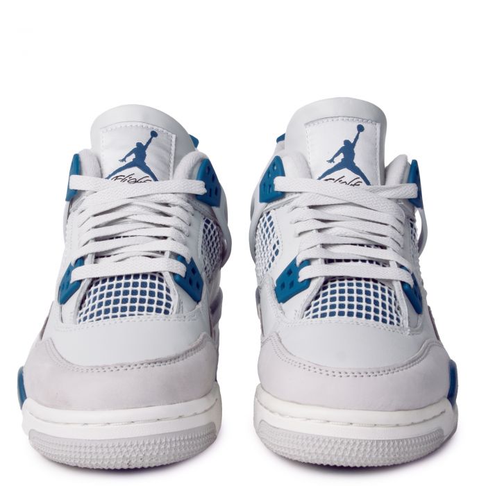 Grade School Air Jordan 4 Retro  Off White/Military Blue-Neutral Grey