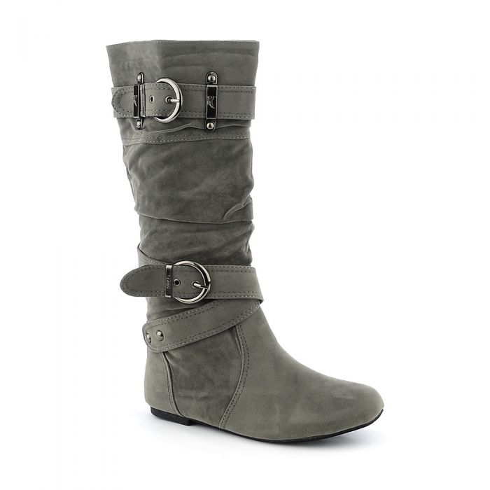 Mid-Calf Flat Boot Sally-4-S Grey Grey