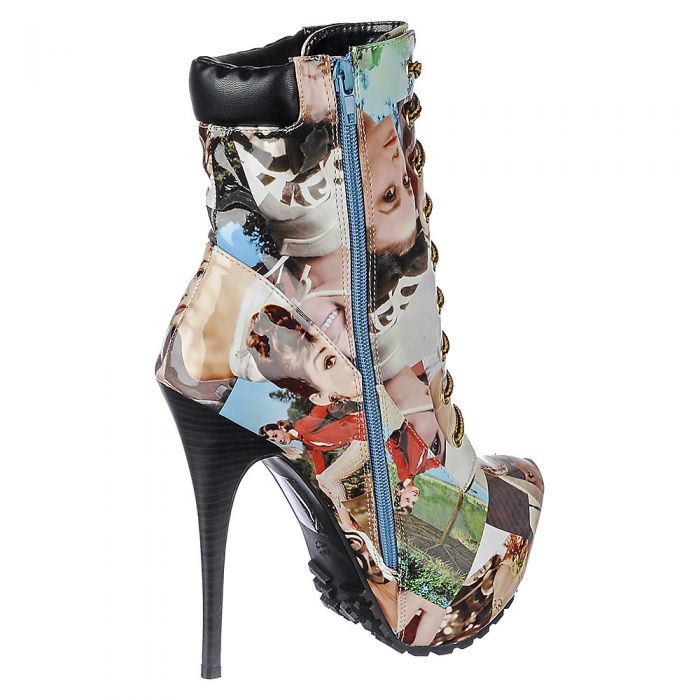 Women's Graphic Ankle High Heel Boot Multi