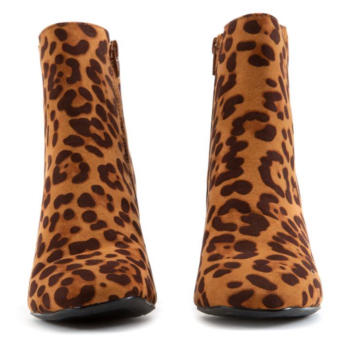 Moody-01 Square Toe Booties Leopard