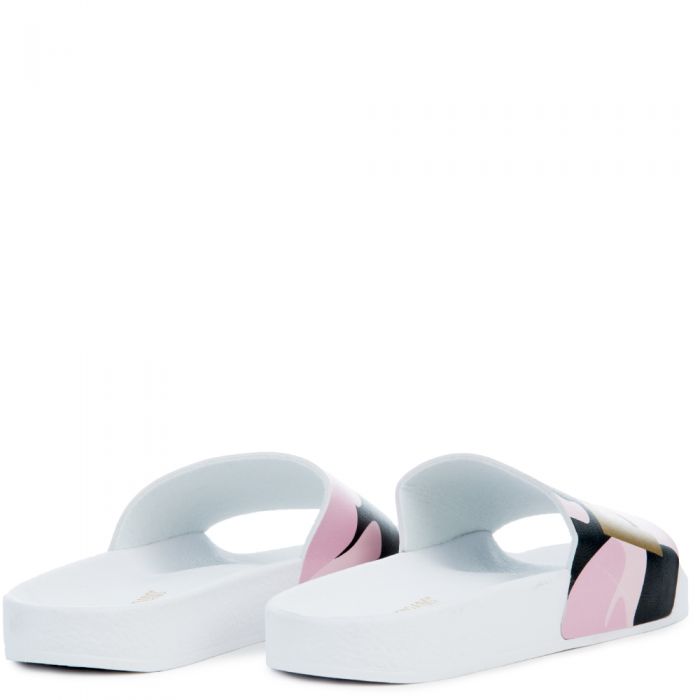 Fuck It Sandals in White and Pink Pink/White