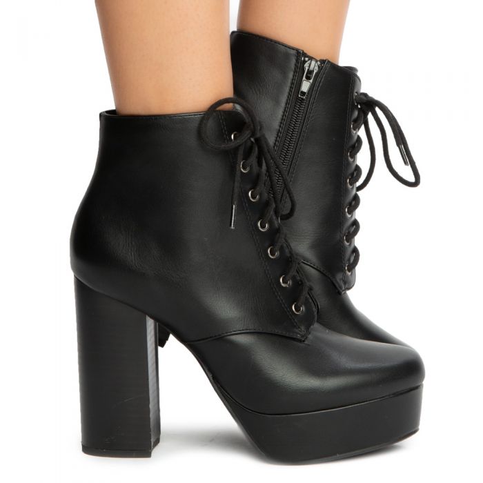SHIEKH Erica-S Lace Up Booties FD ERICA-S-BLKHS - Shiekh
