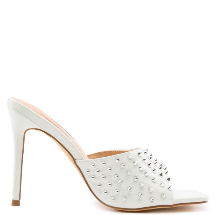 Hugo-8 Studs Stiletto High Heels White/Clear