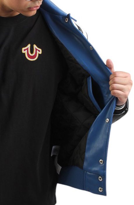 PATCH EMBROIDERY VARSITY JACKET blue / black