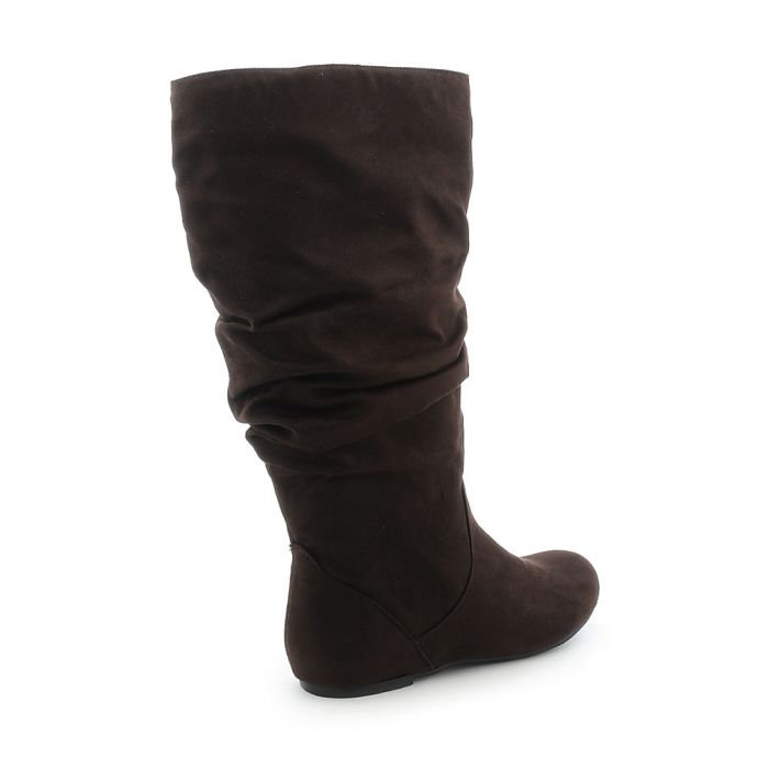 Flat Mid-Calf Boot Kalisa-04 Brown Suede