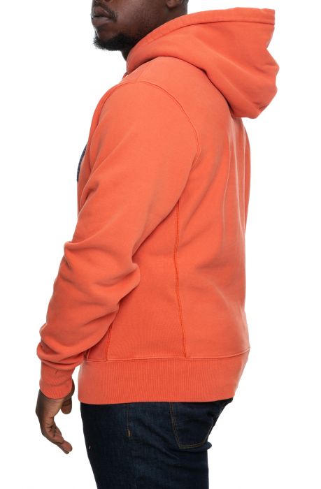 Vintage Wash Reverse Weave Pullover Hoodie Burnt Orange