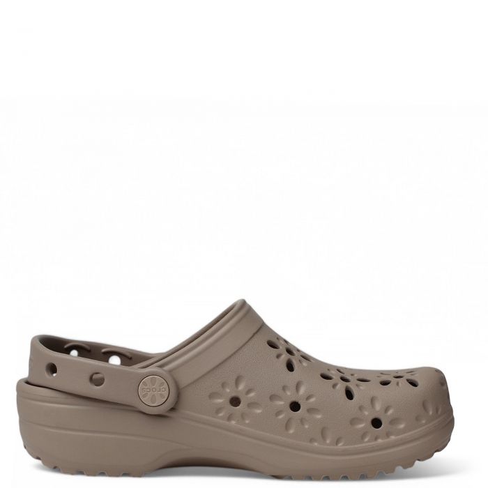 Classic Floral Cut-Out Clog Taupe