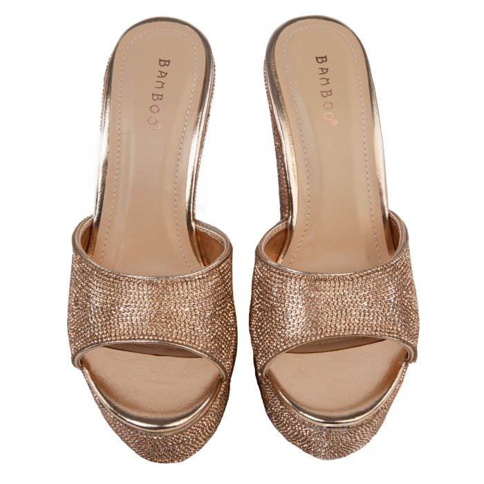 Choice-92 Rhinestone Wedges Rose Gold Metallic