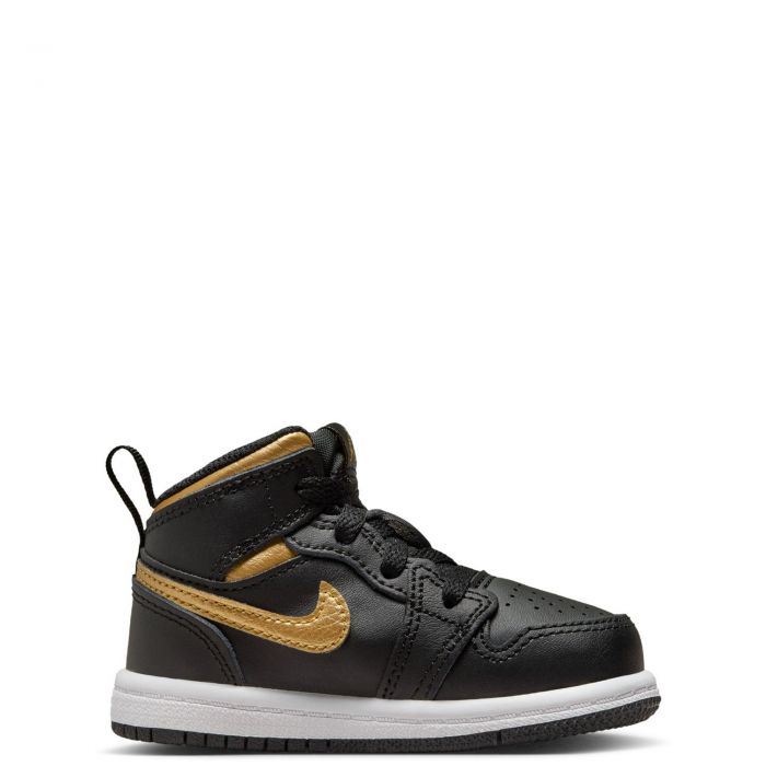 Toddler Jordan 1 Mid Black/Metallic Gold-White